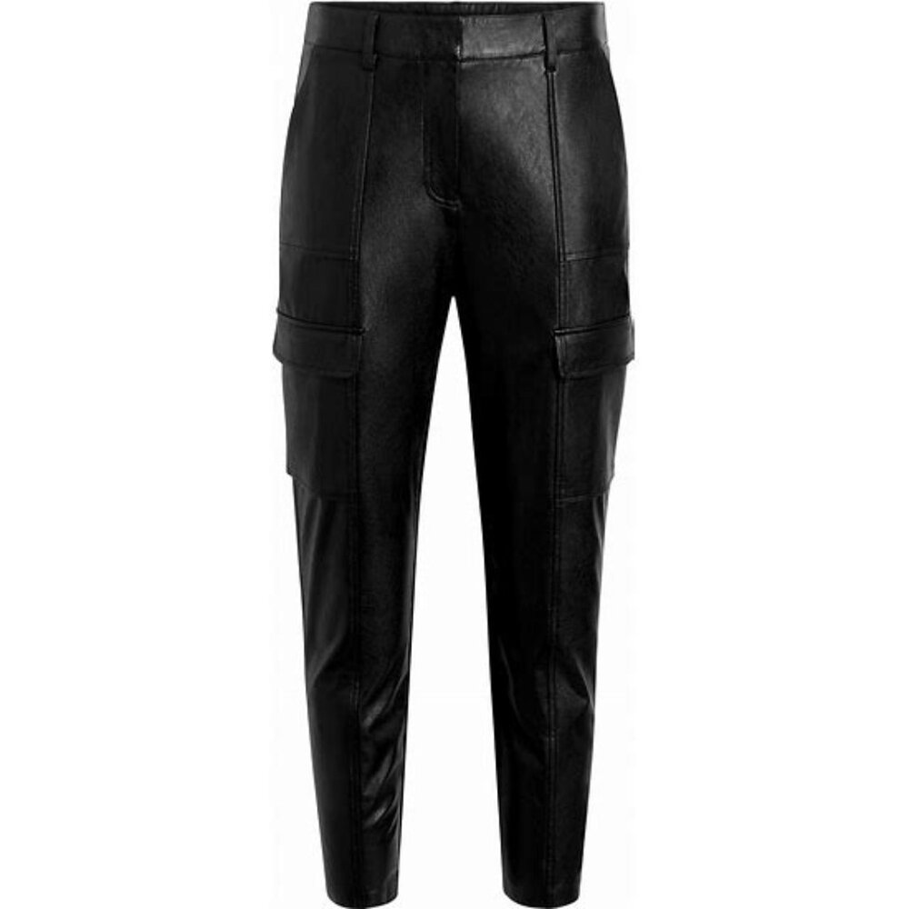 Commando Faux Leather Cargo Pants in Black